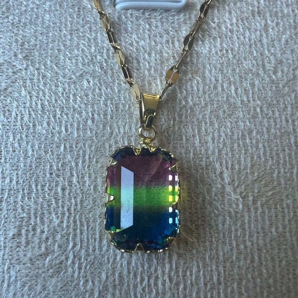 Rainbow Colorful Pendant Necklace